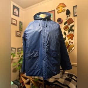Vintage 80s 90s Ozark Trail Men’s Anorak Flannel Lined Blue Raincoat, M